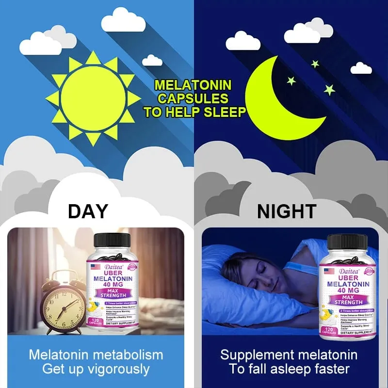 Les capsules Daitea Super Melatonin-40 mg contiennent de la vitamine C vous aident à vous endormir plus rapidement, à soulager l'insomnie et à améliorer la qualité du sommeil. — image 2