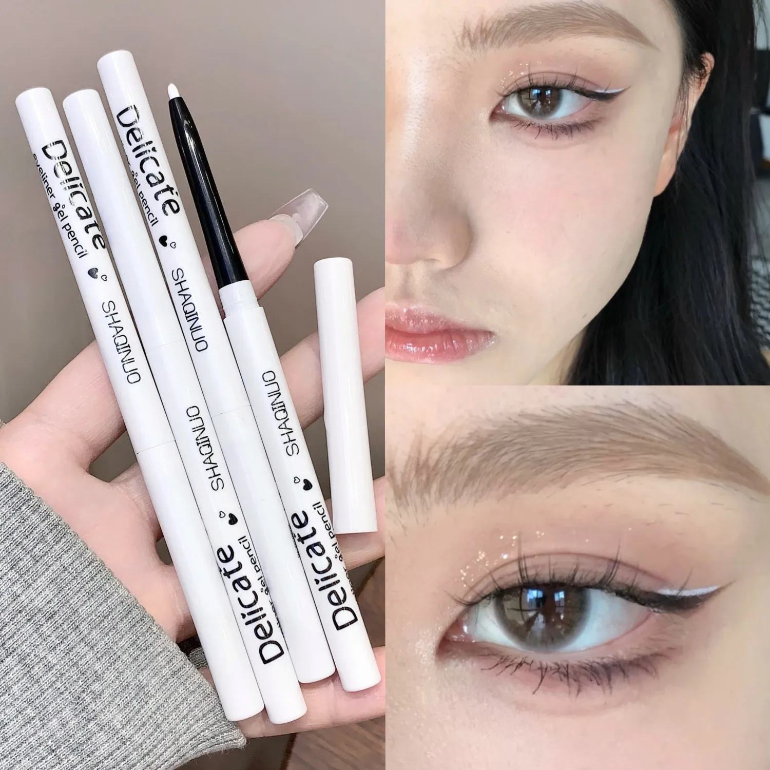 Crayon Eyeliner Gel mat imperméable, lisse, noir et blanc, stylo pour les yeux, maquillage longue durée, cosmétiques de beauté — image 4