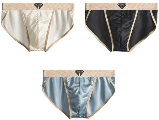 1/3PCS Men's Briefs Satin-like Ice Silk Briefs Summer Smooth Mens Underpants Breathable Quick Drying Panties Sexy U Pouch Briefs — image 20