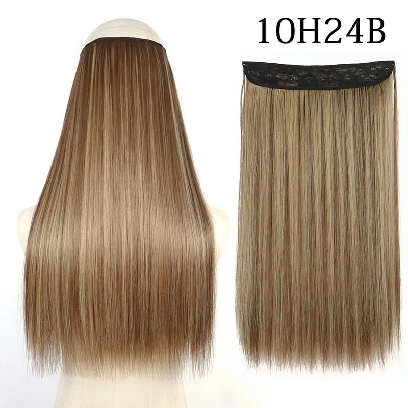 Synthetic Long Straight No Clip Invisible Line Hair Extensions 40 55 80cm Natural Brown Blonde Fake Hairpiece For Women