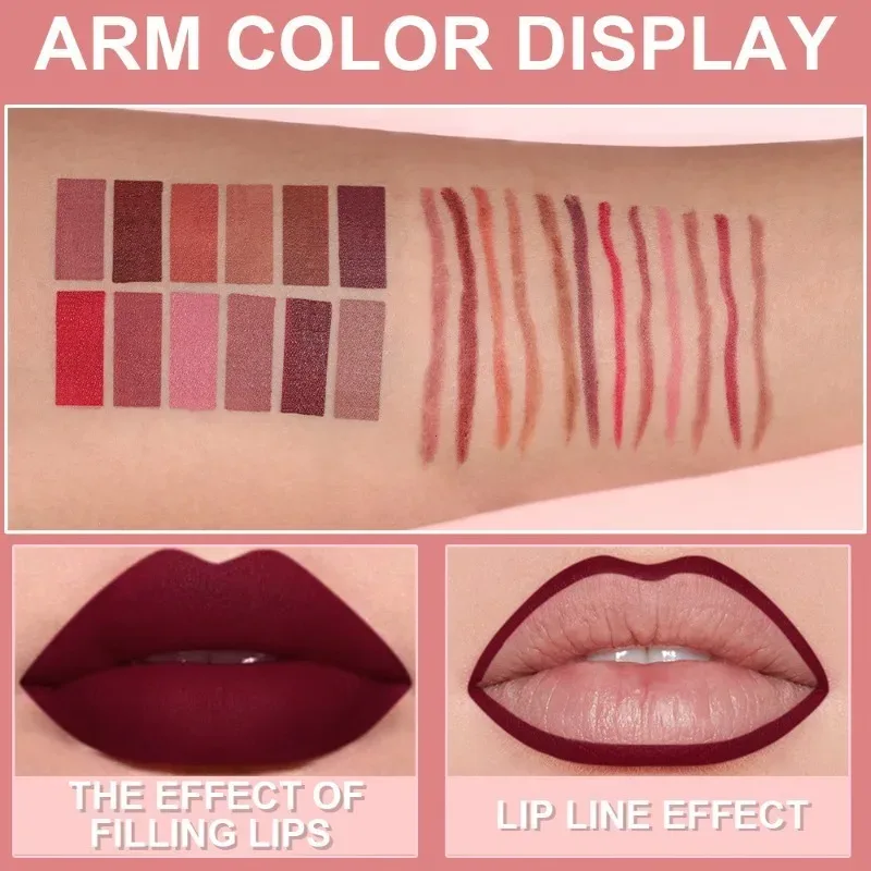 6 stk Lip Liner Pen Sæt Langtidsholdbar Vandtæt Svedtæt Nem Farvning Ikke-falmende Farve Rendering Lip Gloss Sæt Beauty Makeup — image 6