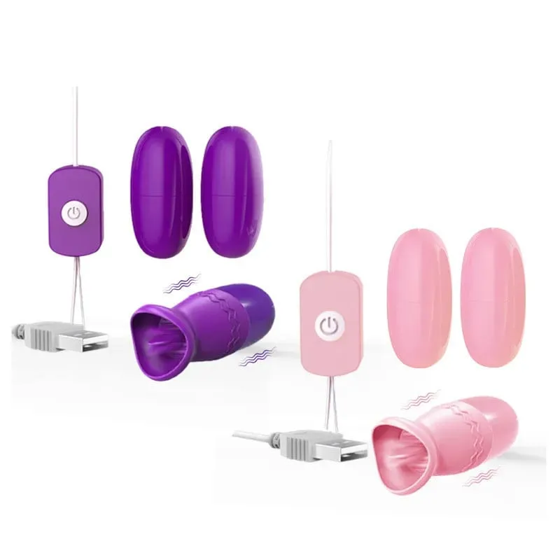 Dua Bola Vibrator Lidah Jilat Bergetar Lompat Telur Perangsang Kelentit Produk Dewasa Mainan Seks Untuk Wanita Melancap Wanita — image 2