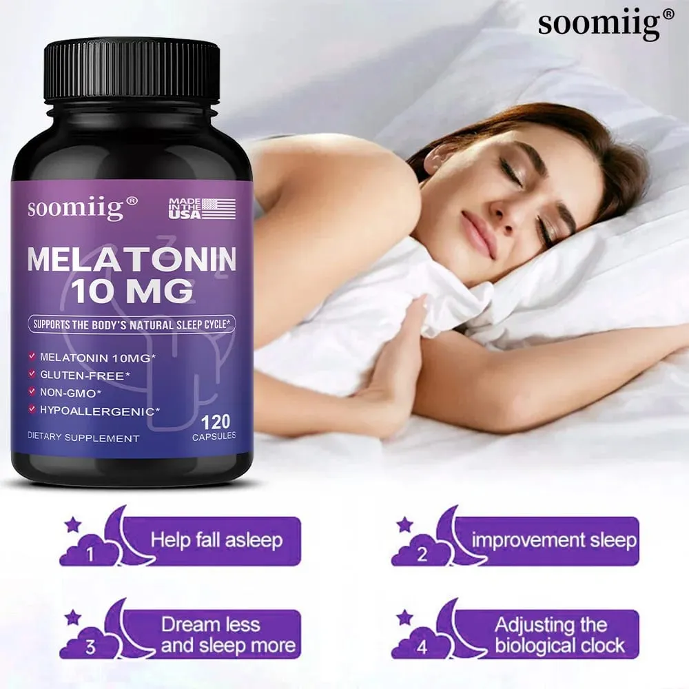 Melatonin 10 mg Gummibonbons und Kapseln 30/60/120 Stück – Einschlafen auf natürliche Weise, Bekämpfung von Schlaflosigkeit, Unterstützung der Immunität und Verbesserung der Ruhequalität — image 3