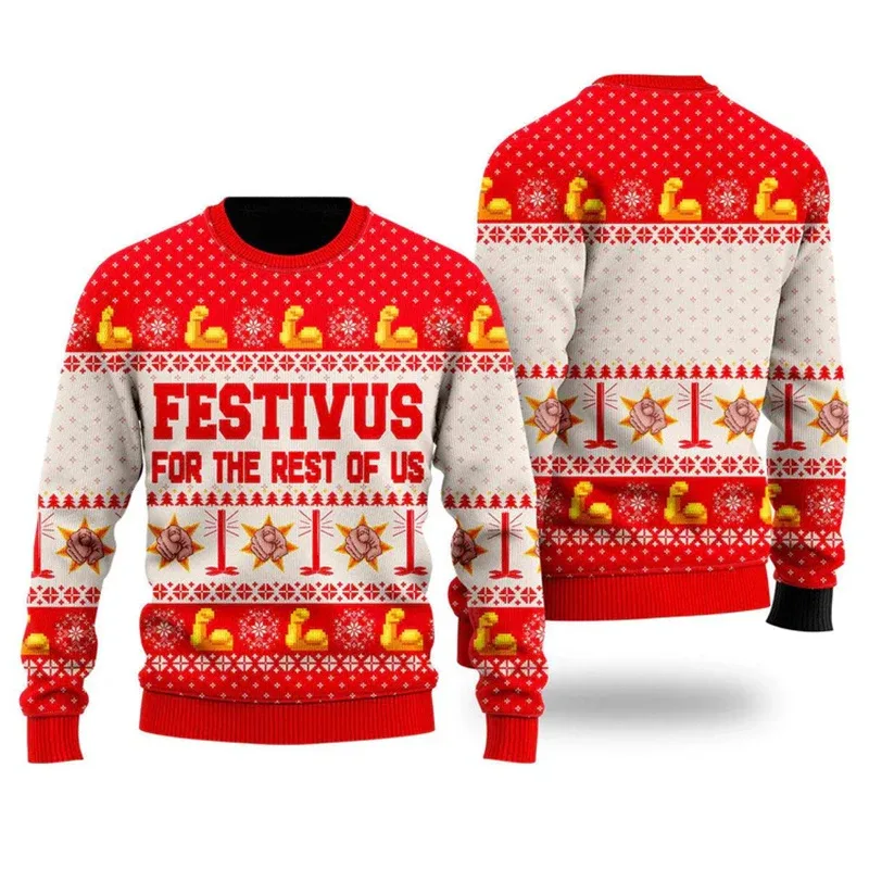 Baju Sweater Krismas Jelek 2026 Lelaki Pullover Corak Santa Claus Wanita 2026 Baju Sweat Leher Krew Merry Christmas Tahun Baru — image 10