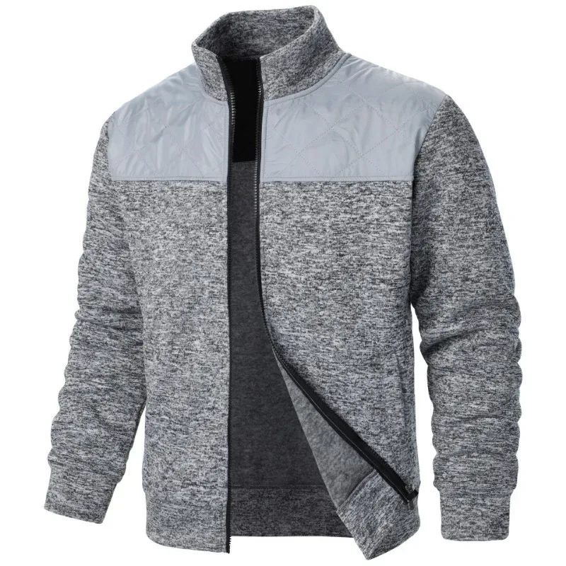 Baju Kemeja Tampalan Lelaki Jaket Kolar Berdiri Jaket Slim Fit Cardigan Pakaian Jalanan Pakaian Sukan Kot Zip Atas Kasual Pakaian Olahraga Luaran Lelaki — image 4