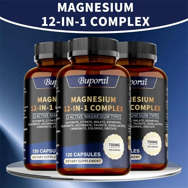 Capsule del complesso di magnesio - Promuove la salute delle ossa, del cuore e dei muscoli Calma i nervi Aumenta l'energia naturale Migliora l'immunità — image 1