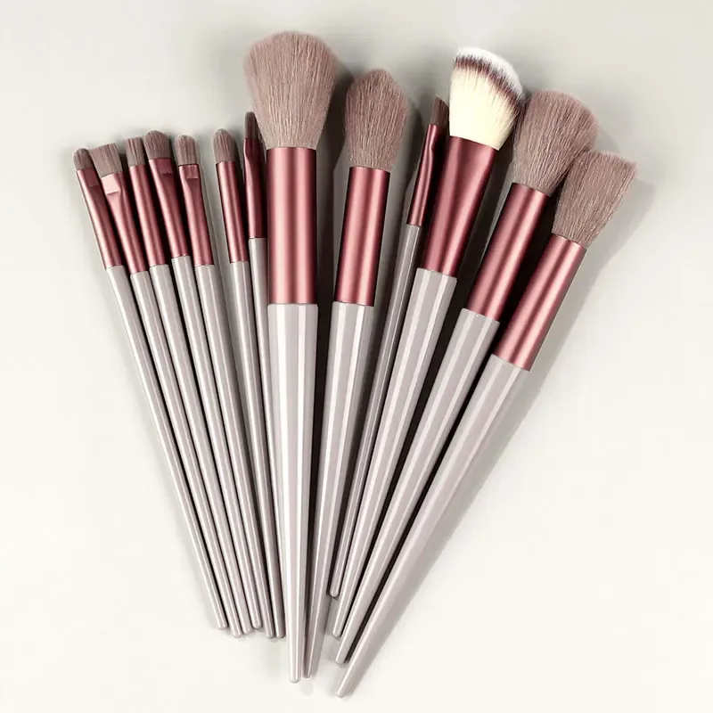 Conjunto de pincéis de maquiagem, 13 peças, sombra, base, iluminador, blush, corretivo, feminino, ferramenta de beleza macia, esponjas de beleza, polegar — image 8
