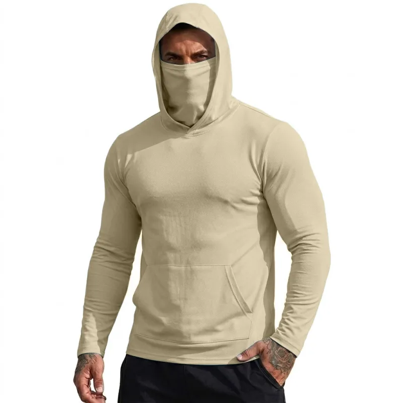 Maglietta da uomo con protezione solare, maglietta con cappuccio, ad asciugatura rapida, felpa a maniche lunghe, leggera, performante, per l'escursionismo, magliette da sole all'aperto — image 13