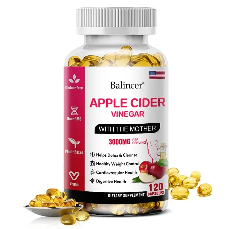 Balincer Apple Cider Vinegar Capsules Fat Burning Appetite Suppressant Healthy Weight Loss Cleanse Vitamin Supplement