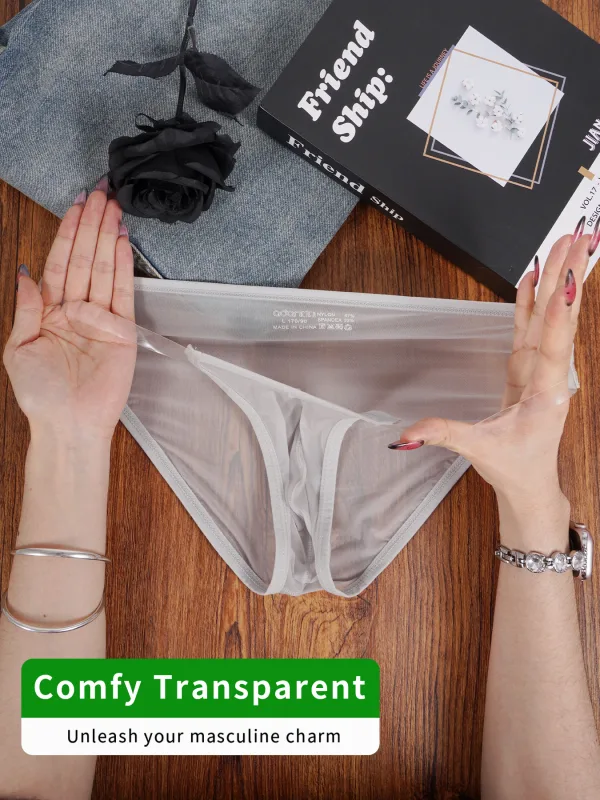 Slip rafraîchissant Ultra-fin en maille de soie glacée pour hommes, 1 pièce, ceinture fine transparente, sous-vêtements quotidiens, offre spéciale, printemps et été