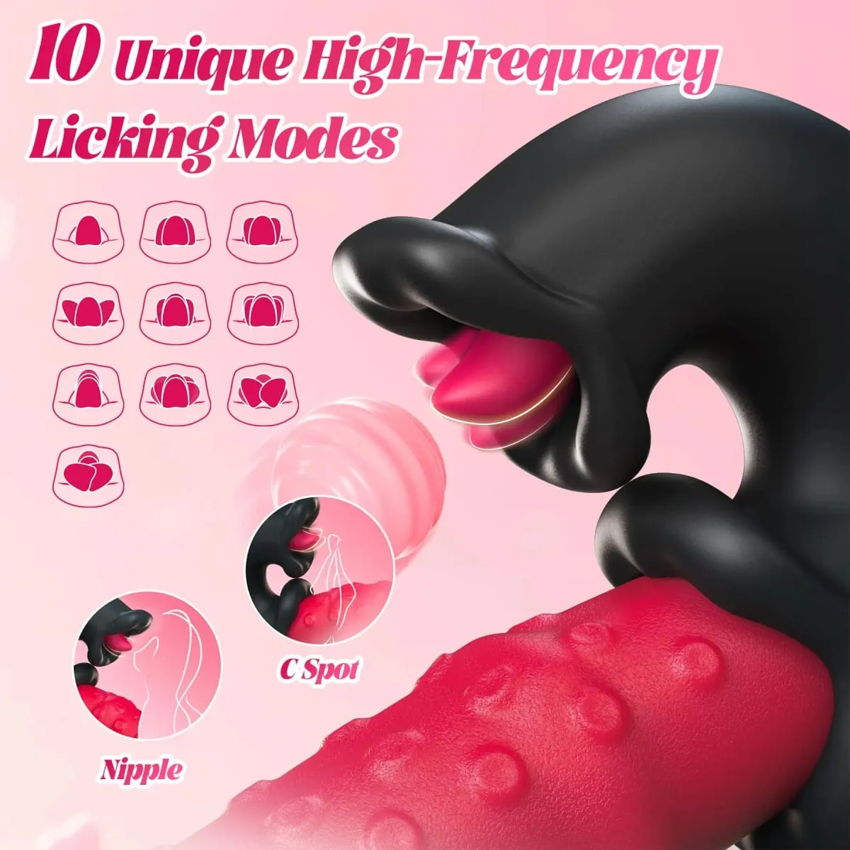4 IN 1 Leccare il vibratore di spinta G Spot stimolatore del clitoride Massaggiatore della vagina Vibratore del coniglio Giocattolo del sesso delle donne per clitoride capezzolo e anale — image 4