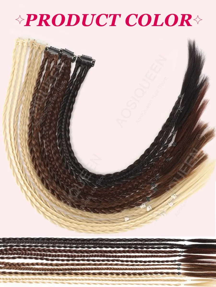 Peruca sintética de trança com clipe BB forte, caixa leve, trança de rabo de cavalo, peça de cabelo para mulheres, 1/2 unidades