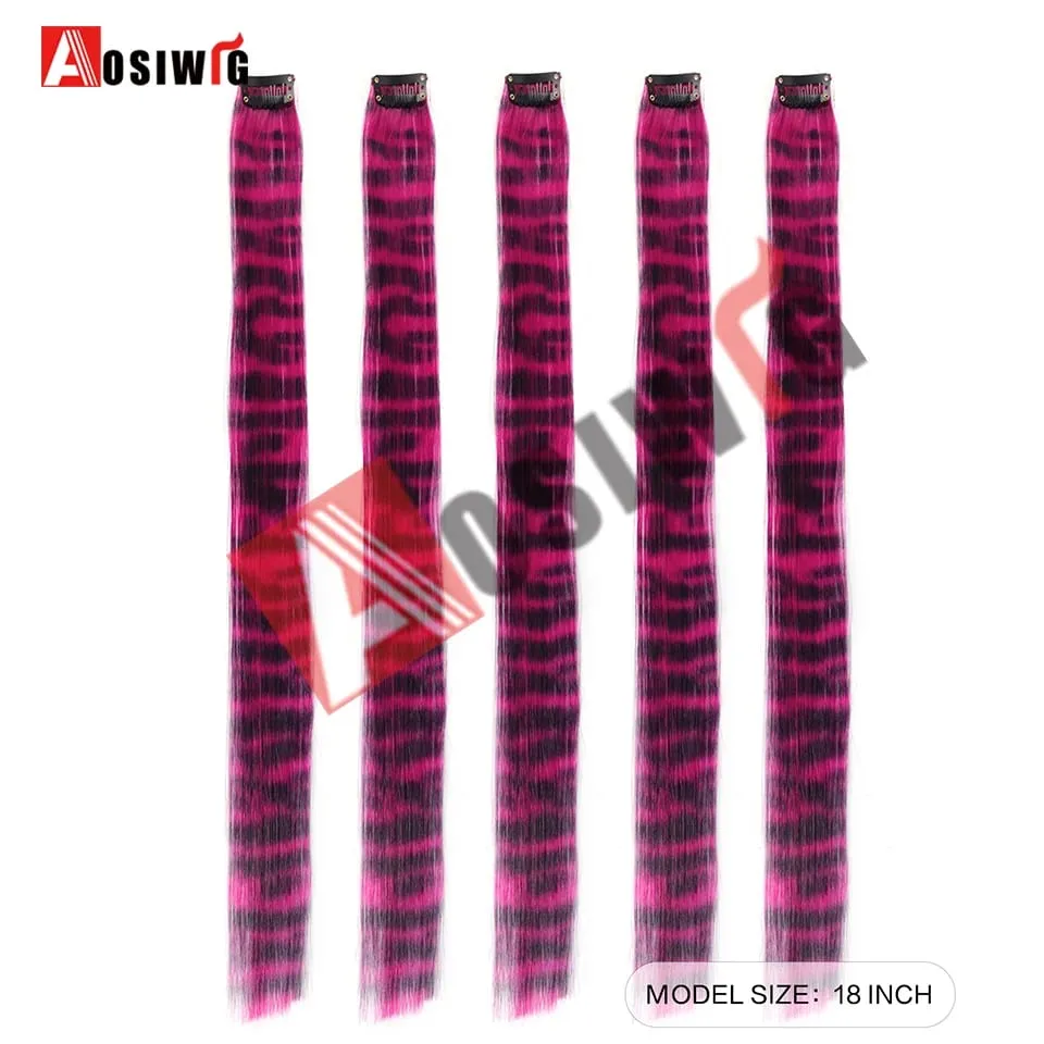 5PC สังเคราะห์ Feather Hair Extensions พร้อมคลิปทนความร้อนตรงผมสีสีดำคลิปผมสตรี 8G — image 3