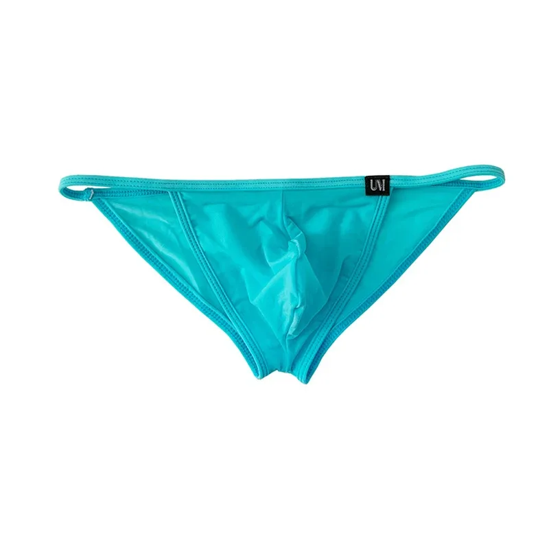 Men's Sexy Briefs Ultrathin Ice Silk Underpants Double Split Bikini Underwear With Holes Personalized U-Convex Design Panties — image 12