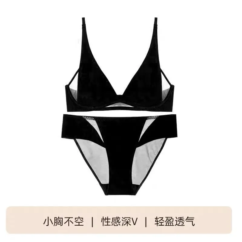ภาษาฝรั่งเศสคำสามเหลี่ยม Bra กระต่ายหูถ้วยลึก V Bralette ไร้สายสำหรับหน้าอกขนาดเล็กไม่มีช่องว่างเซ็กซี่ชุดชั้นในชุดฤดูร้อนบาง
