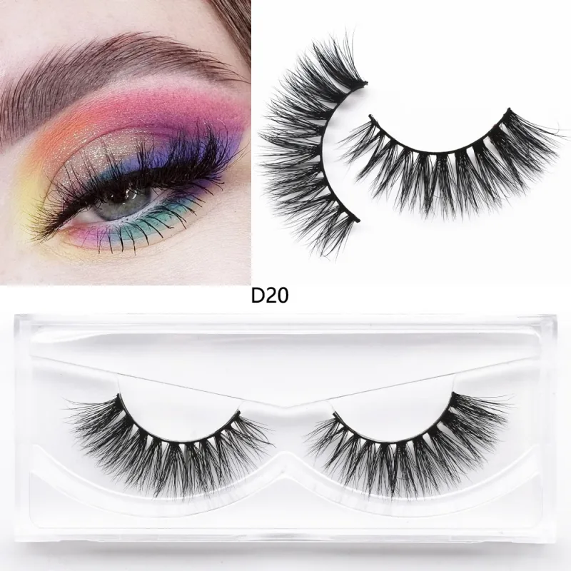 D20 réel vison cils Extension de cils naturel long ailé Volume cils à la main vison faux cils maquillage cils
