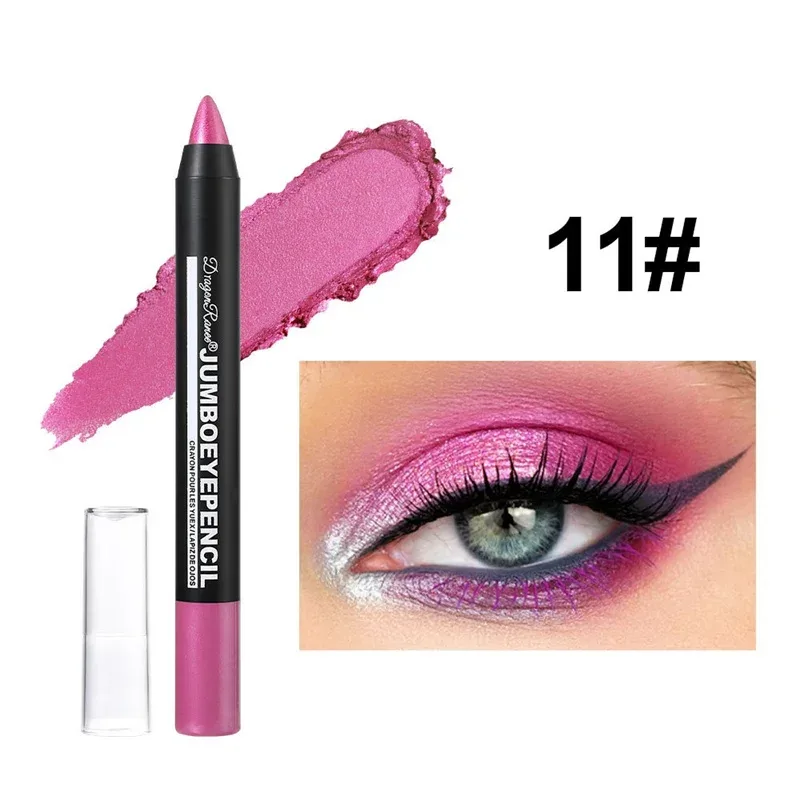 สีเขียวอายแชโดว์ดินสอกันน้ำ Pearlescent METALLIC Glitter Eye Shadow Stick ปากกาเน้นข้อความเครื่องมือแต่งหน้า Eye 12 สี — image 17