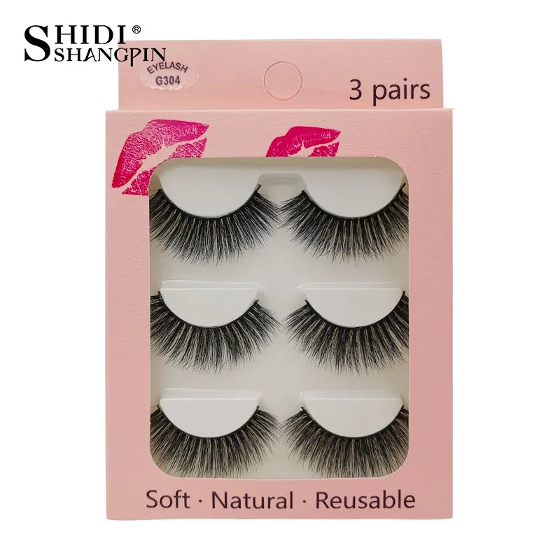 Faux Cils 3 paires de Faux Cils naturels longs en vison 3D, doux, moelleux, vaporeux, faits à la main, outils de maquillage pour les yeux, Maquiagem — image 27