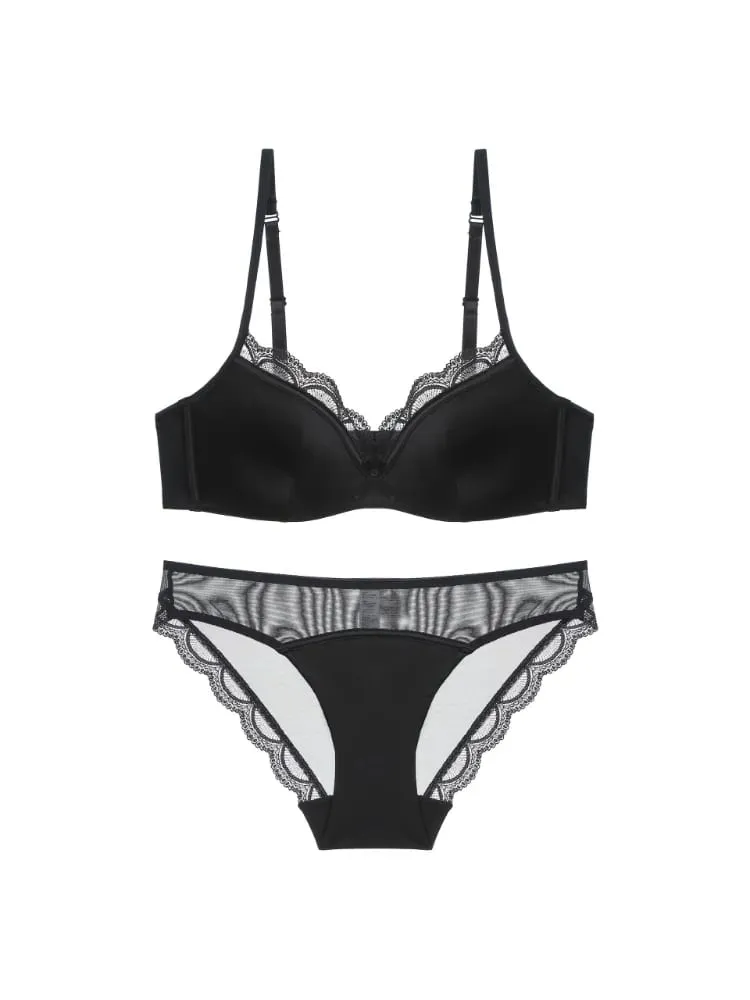 Letní bezešvá krajková sada podprsenky pro malá poprsí Soft drátěná zeštíhlující souprava Bralette & Kalhotky Lehké spodní prádlo Sexy — image 1