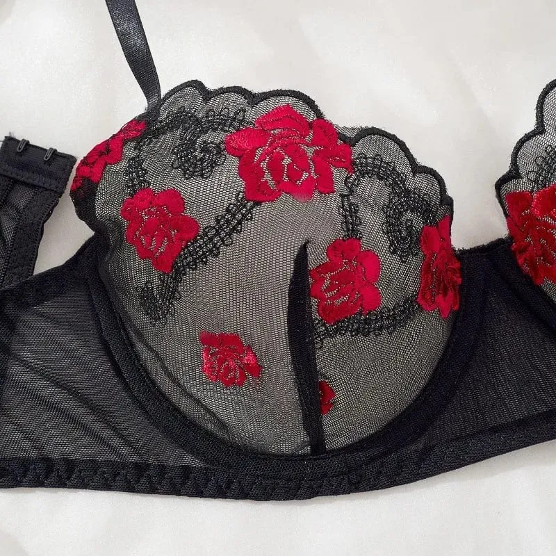 Ladies Vest Style Embroidered Lingerie Set Comfort Breathable Support Bra Underwear 2‑Piece Set For Daily Wear — image 3