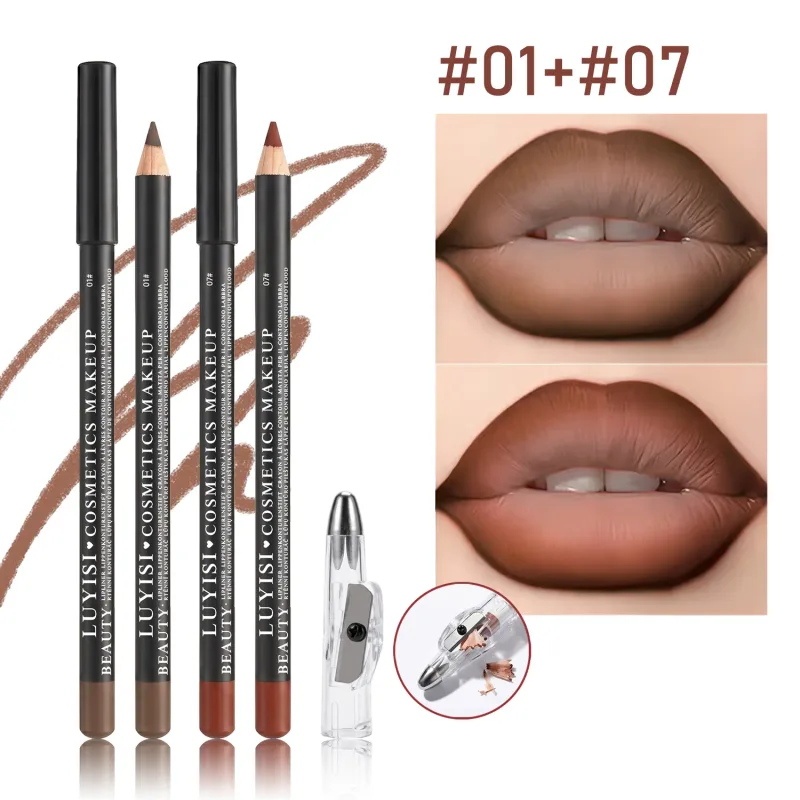 Set professionale di matite per labbra con temperamatite 2 matite per labbra impermeabili + 1 temperamatite Velluto opaco a lunga tenuta a prova di trasferimento — image 8