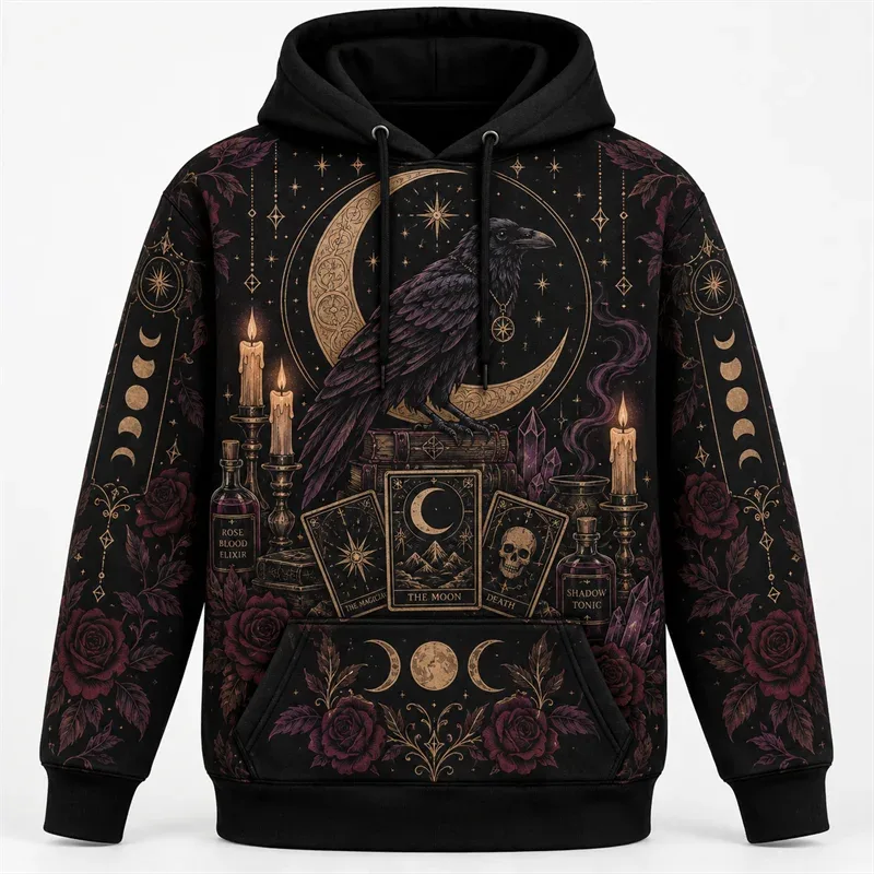 Halloweenská mikina s kapucí 3D celoplošný potisk Polyesterová mikina Gothic Ghost Pumpkin Bat Witch Lebka Horror Streetwear Pulovr Unisex — image 7