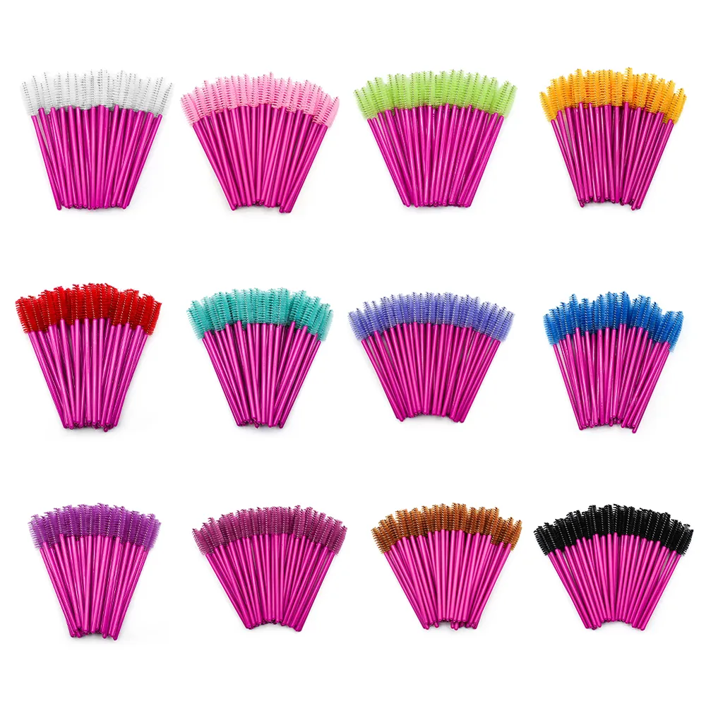50ชิ้นทิ้งแปรงขนตาขยายกุหลาบสีแดงคิ้วแปรงมาสคาร่าไม้กายสิทธิ์ตาขนตาชุดเครื่องมือเครื่องสำอางแต่งหน้าความงาม — image 1