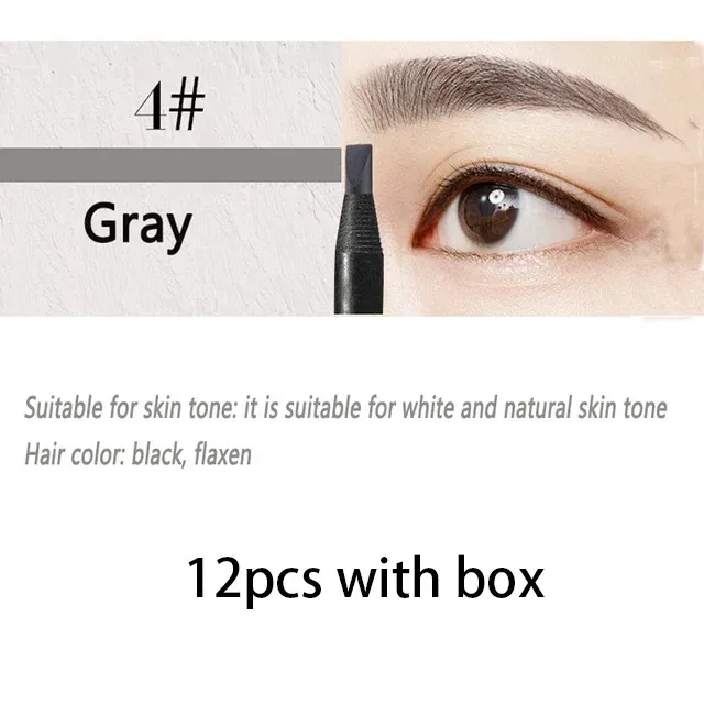 6/12PCS ดินสอเขียนคิ้ว Hard Core ขายส่งแต่งหน้าดึงสาย Haozhuang ยี่ห้อถาวร Peel off สีขาวสีดำกันน้ำธรรมชาติ — image 15