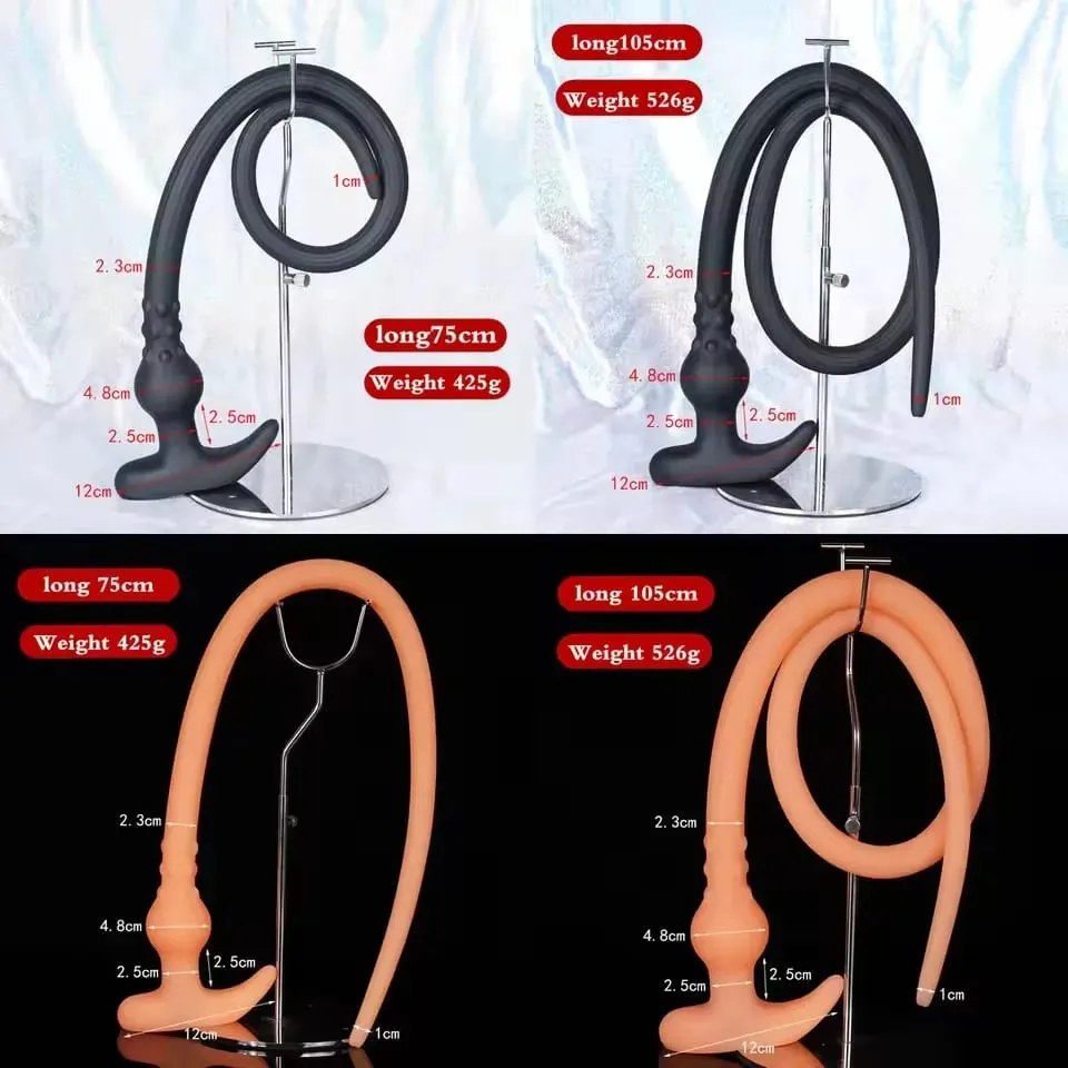 Super Long Anal Plug Whip Silicone Wearable Butt Plug Hollow Enema Vaginal Cleaning Dildos Deeper 18+ Adult Sex Toys for Couples — image 3