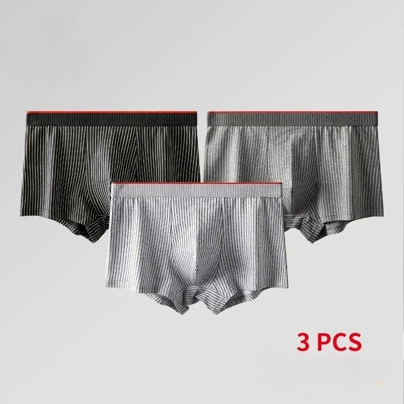 3Pcs Seluar Dalam Lelaki Berjalur Antibakteria Seluar Dalam Boxer Bercetak Seluar Dalam Lelaki Fesyen Seluar Dalam Lembut Rasa Penyejukan Nipis Batang Petinju