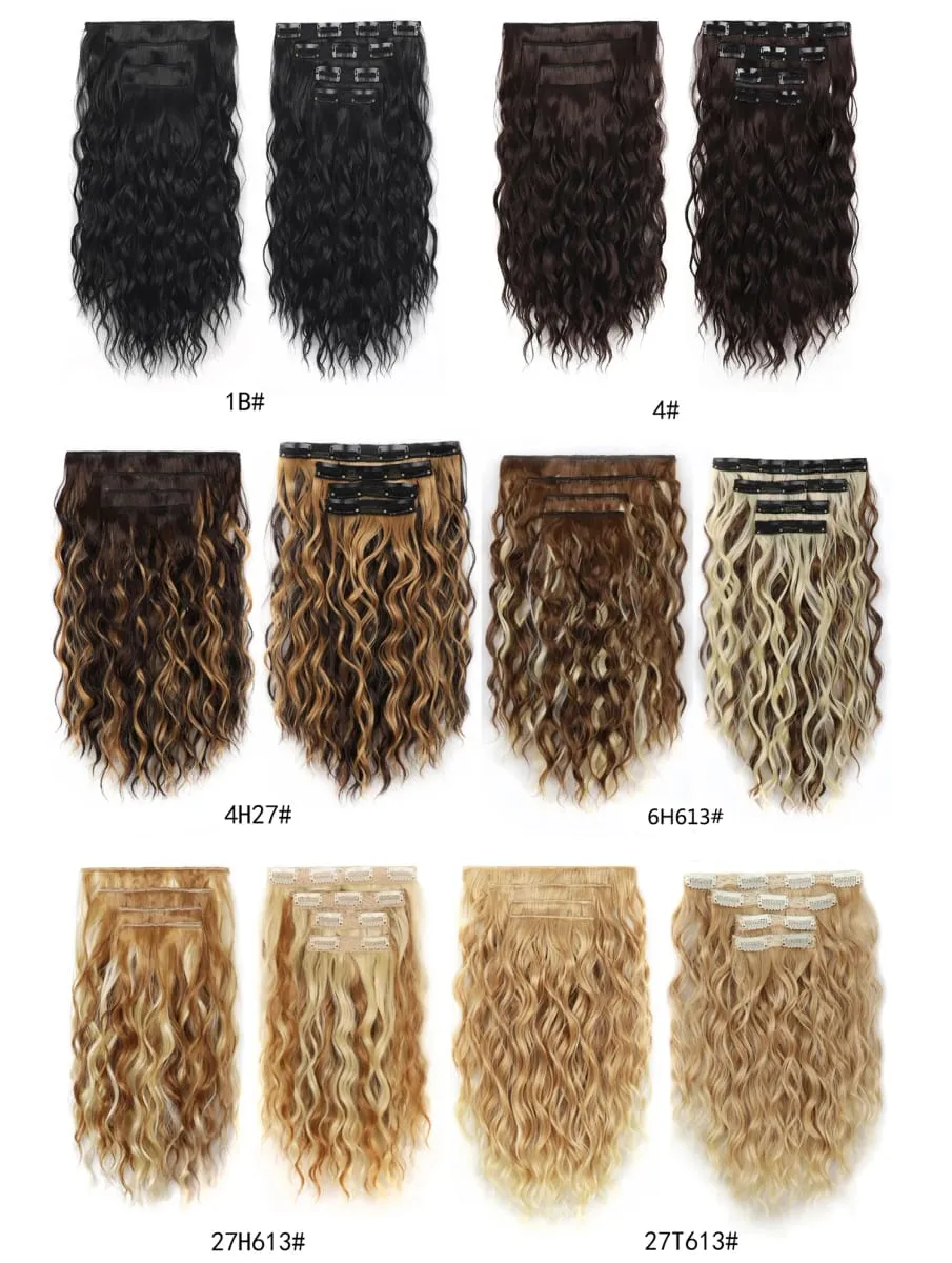 Estensioni dei capelli sintetici 4 pezzi 14 pollici corti ricci ondulati marrone biondo colore trama invisibile del pizzo posticci morbidi naturali per le donne — image 8
