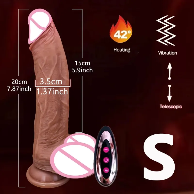 Pênis de pele realista empurrando vibrador remoto realista pênis com ventosa borracha artificial galo brinquedo sexual para mulher