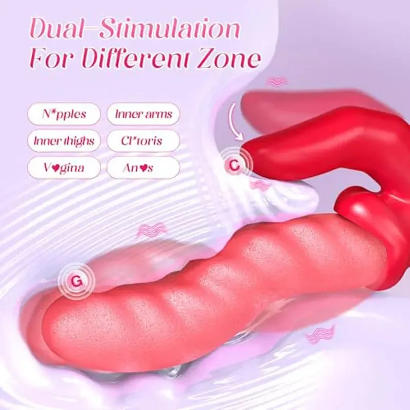 2 IN 1 Onda Spinta Vibratore Del Dildo per Le Donne Lingua Dito Premendo Stimolazione Giocattoli Del Sesso Masturbatore Femminile con Display A LED — image 5