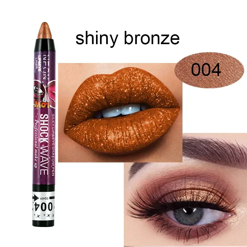 2 In 1 Eyeshadow Lipstick Stick Pencil Waterproof Glitter Matte Eye Shadow Makeup Pigment Eyeshadow Pen