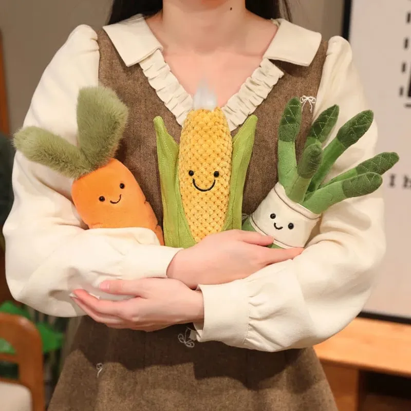 박제 휴머노이드 야채 플러시 베개 웃는 옥수수 당근 아스파라거스 인형 다리 장식 소품 선물 — image 7