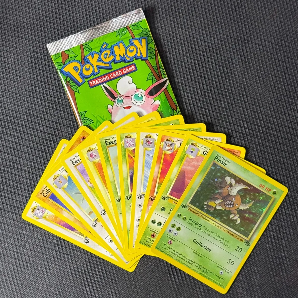 Pokemon Proxy Cards Jungle Booster Pack 1a edizione 11 carte/pacco Flareon Scyther Wigglytuff Borsa TCG Regali di carte — image 3