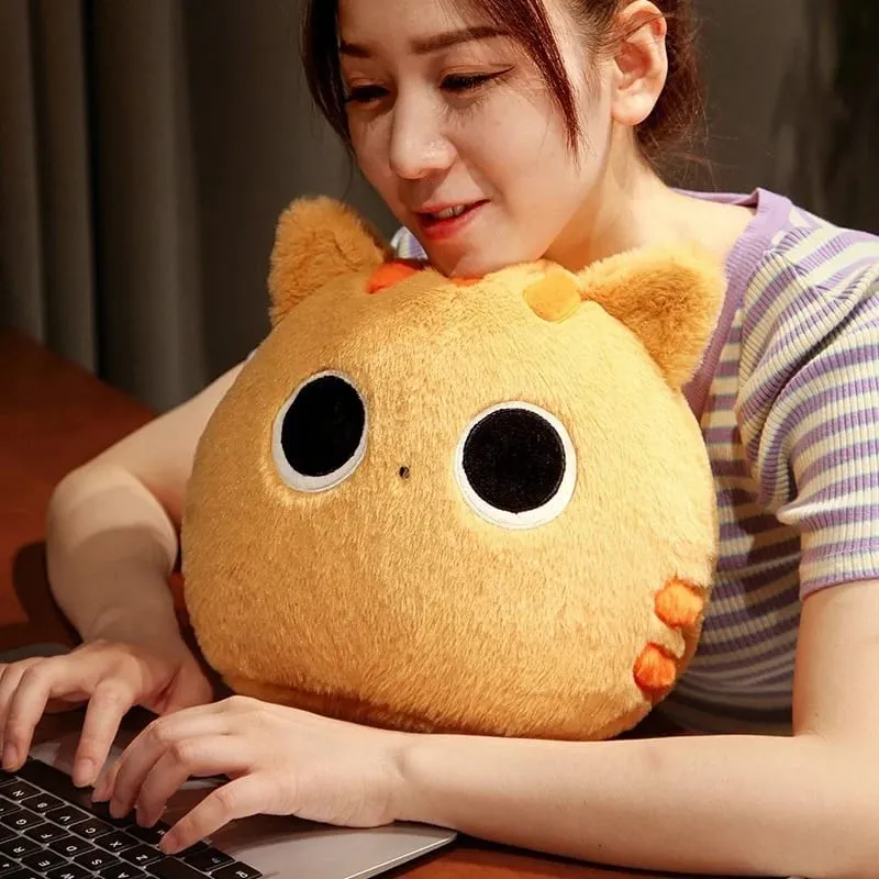 Bantal Mewah Kucing Hitam dan Coklat Bulat Lucu Berbulu Generik Boneka Lembut Mainan Sofa Tempat Tidur Bantal Punggung Dekorasi Rumah untuk Dewasa — image 4