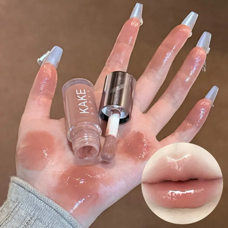 Spiegelflüssiger Lippenstift, feuchtigkeitsspendendes Gelee, braunes Wasser, leichte Lippenglasur, sexy Lipgloss, langlebig, nackte Lippentönung, Make-up-Kosmetik