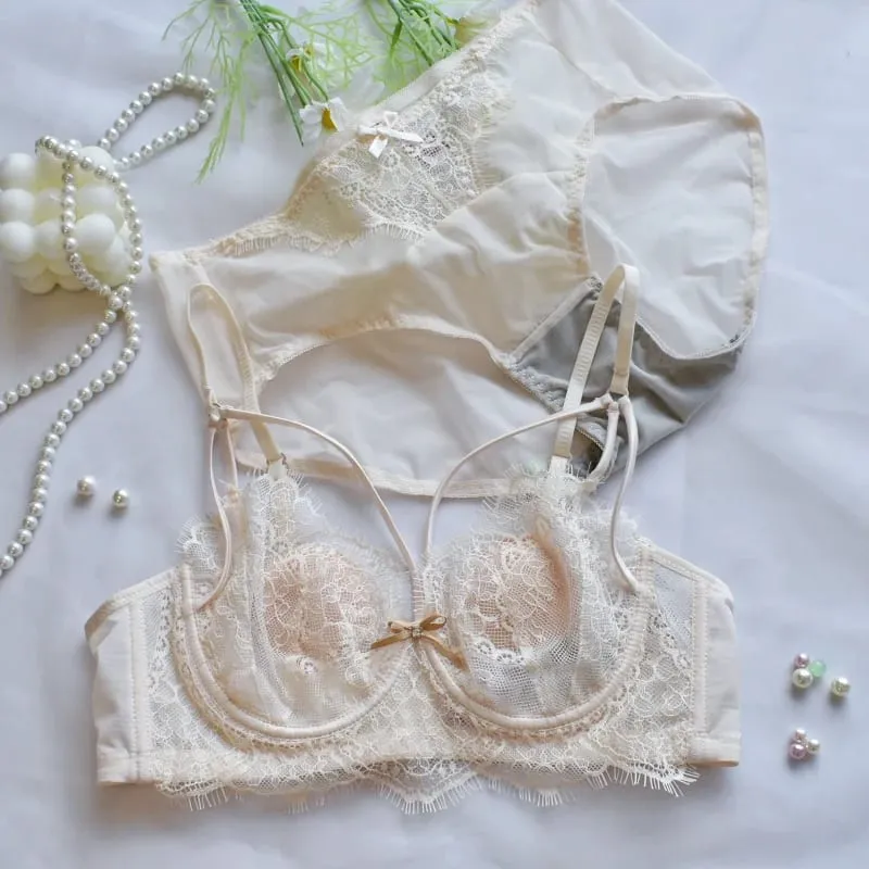 Coreano Tendenza Calda Puro Desiderio Reggiseno di Pizzo Set Con Ferretto Tazza Sottile Push Up Busto Grande Visivamente Piccolo Anti Droop Lingerie 32-38 Hot — image 13