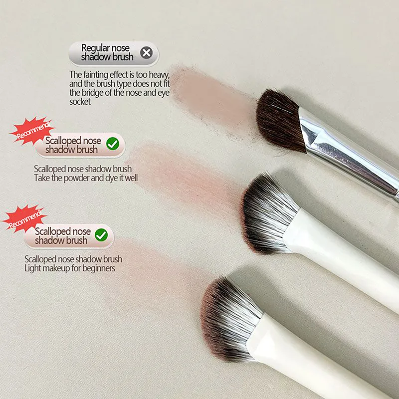 1Pc Halb Fan-förmigen Nase Schatten Pinsel Highlighter Erröten Make-Up Pinsel Fit Nase Augen Kontur Frauen Gesichts Schönheit werkzeuge. ~ — image 4