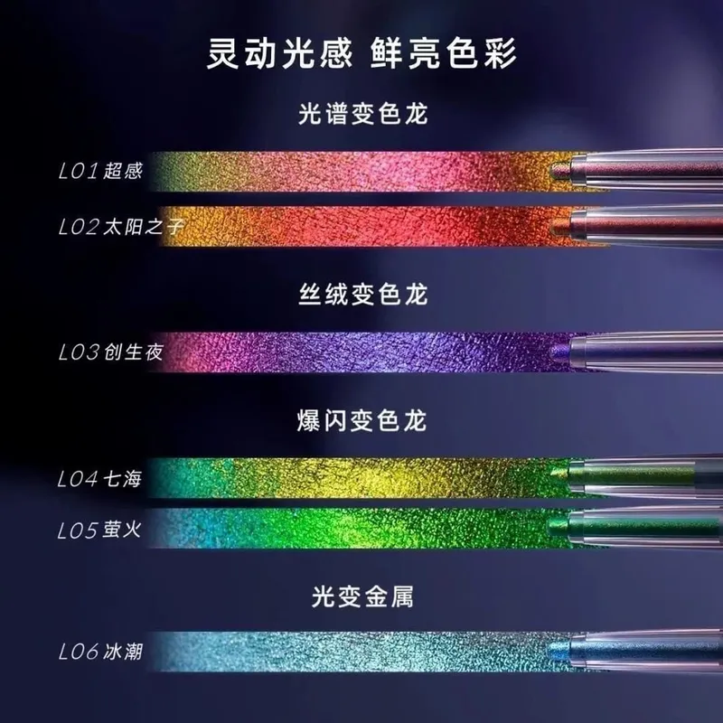Kaleidos automatische gel eyeliner potlood kameleon oogschaduw highlighter glitter gezichtsmake-up set kameleon diamantpoeder — image 4