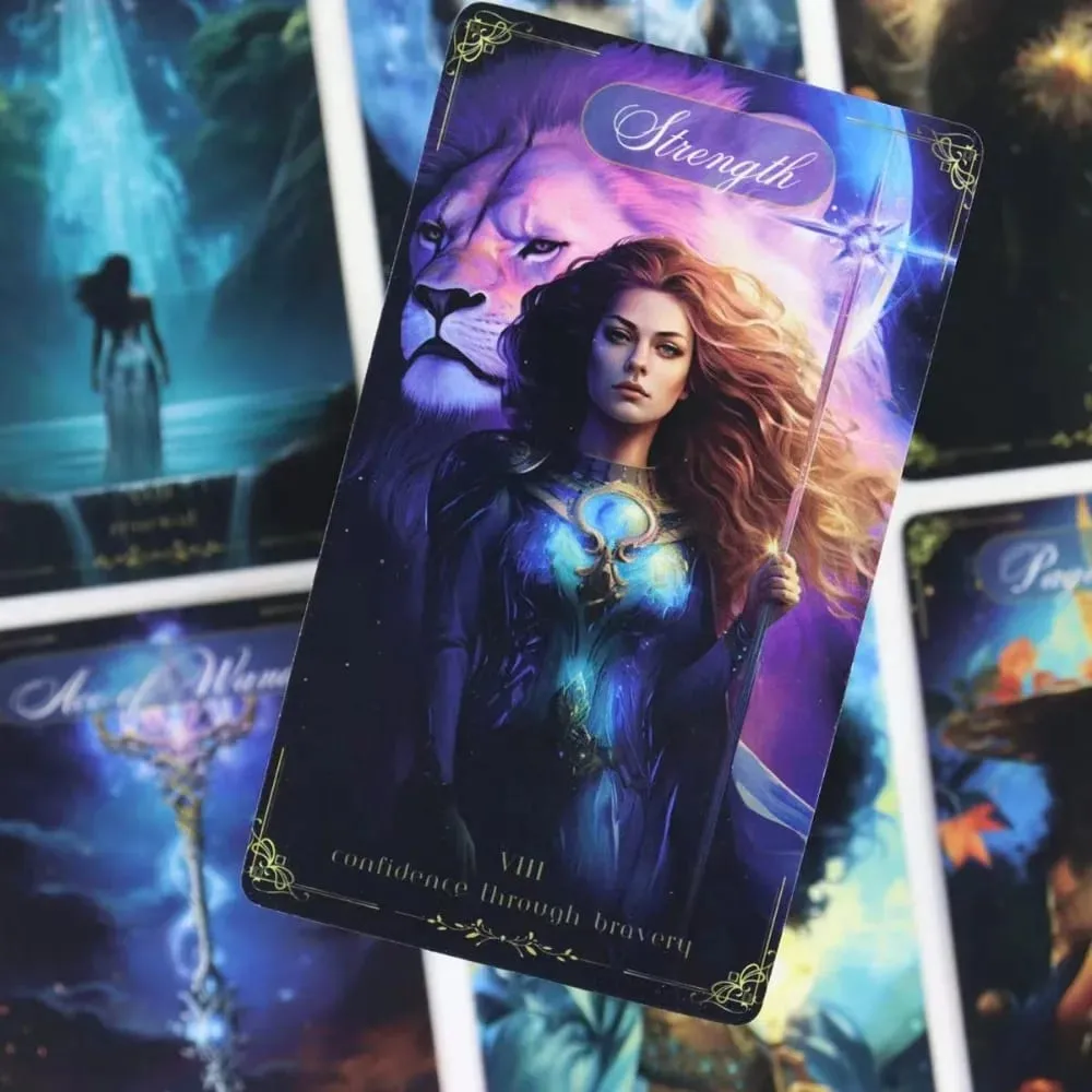 Tarot céleste divin 10,3 x 6 cm avec des femmes autonomisantes occupant le devant de la scène, 78 cartes — image 3