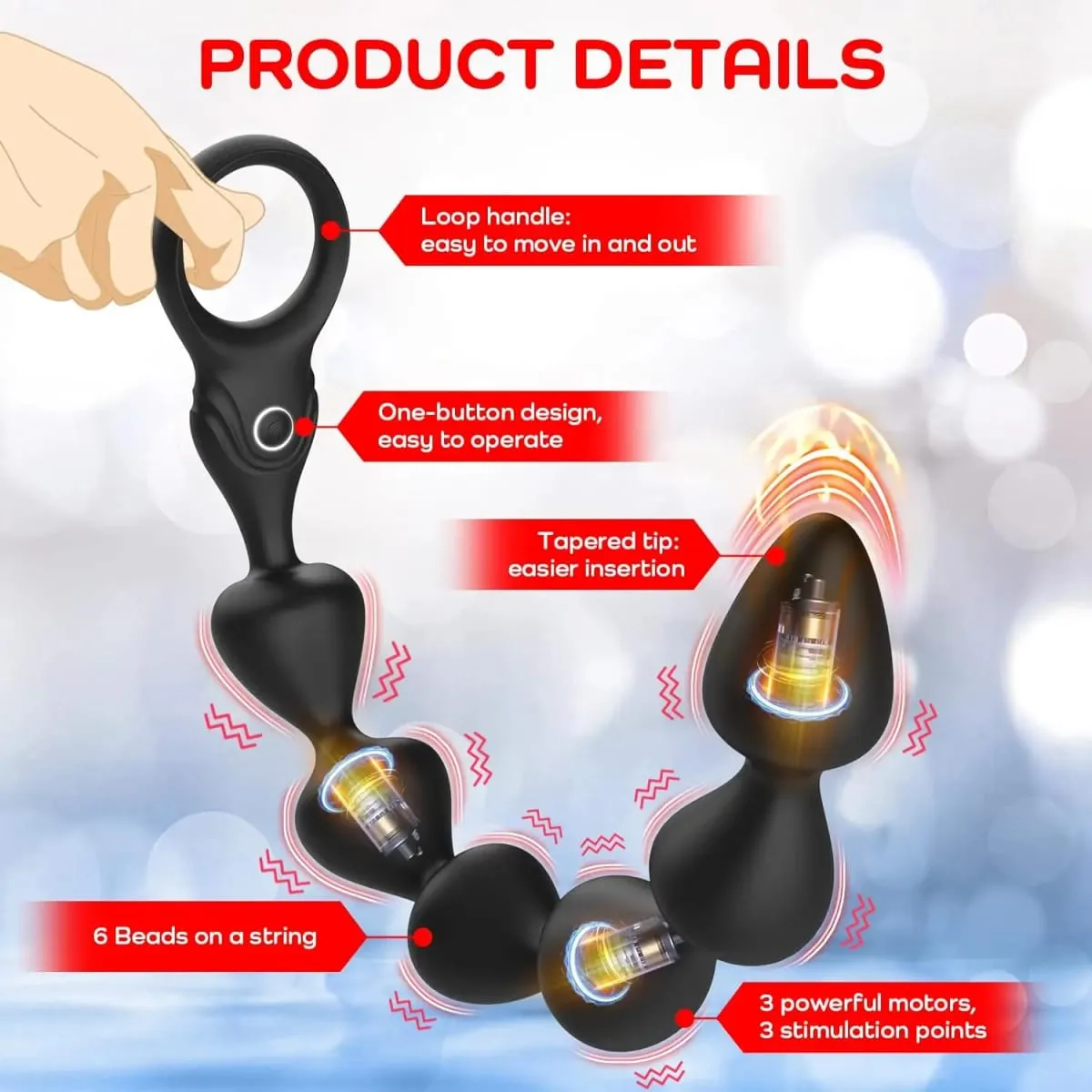 Analvibrator, Prostata-Massagegerät, Analperlen, Kugeln, Buttplug, weiches Silikon, gut für Männer, Erwachsene, Sexspielzeug für Mann und Frau — image 4