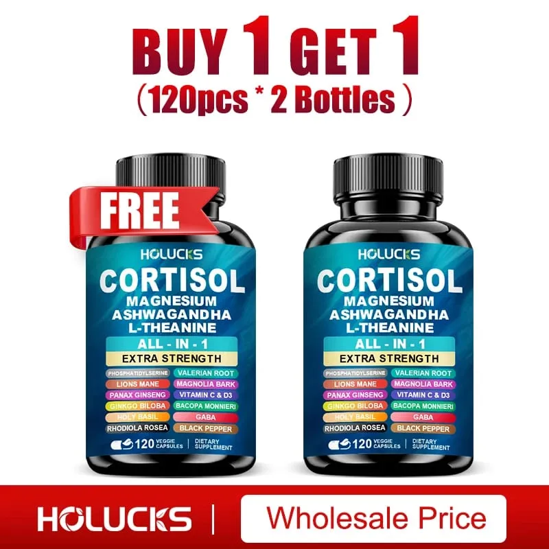Buy 1 Get 1 Free! Premium Cortisol Capsules Support Balances Hormones Reduces Hot Flashes & Promotes Restful Sleep Non-GMO