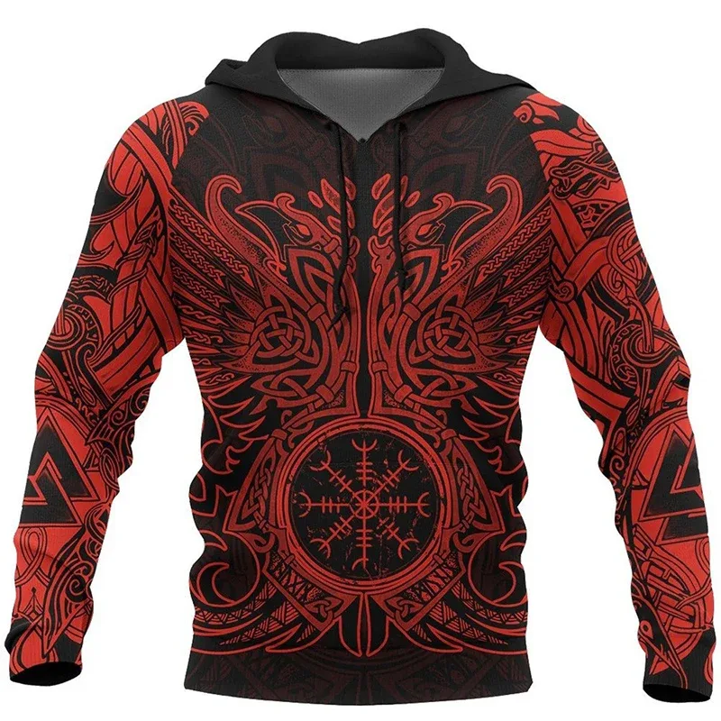 Mens Hoodies Vikings eagle Tattoo Fashion Animal pattern 3D Printed Style Casual Harajuku Hip Hop Pullover Oversized Sudaderas — image 4