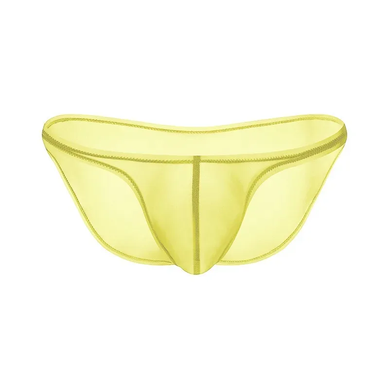 Sous-vêtements pour hommes, culotte triangulaire transparente en soie glacée délicate, slip taille basse de personnalité — image 8
