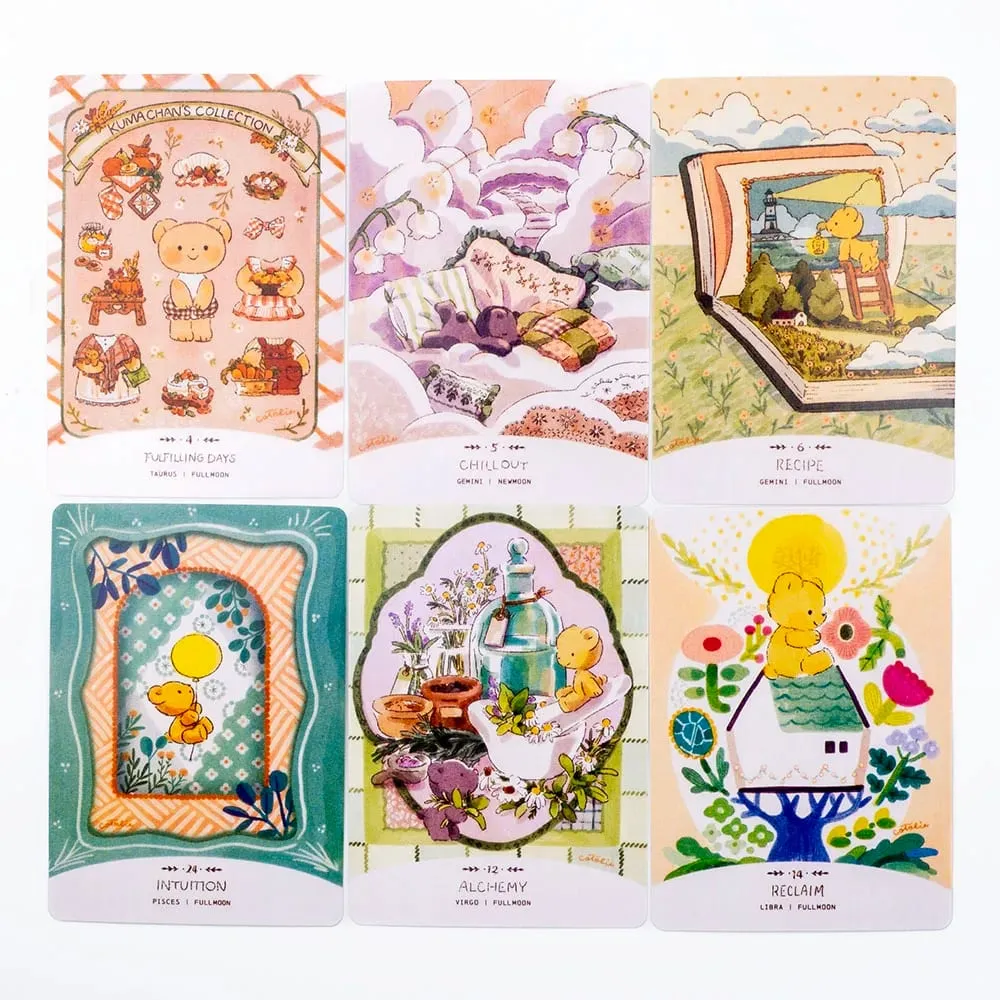 Cotolie KUMACHAN MOON CARDS 24 Stk Deck Engelsk Version Adorable Bear Oracle Cards Brætspil til familiefest 10,4*7,4cm — image 5