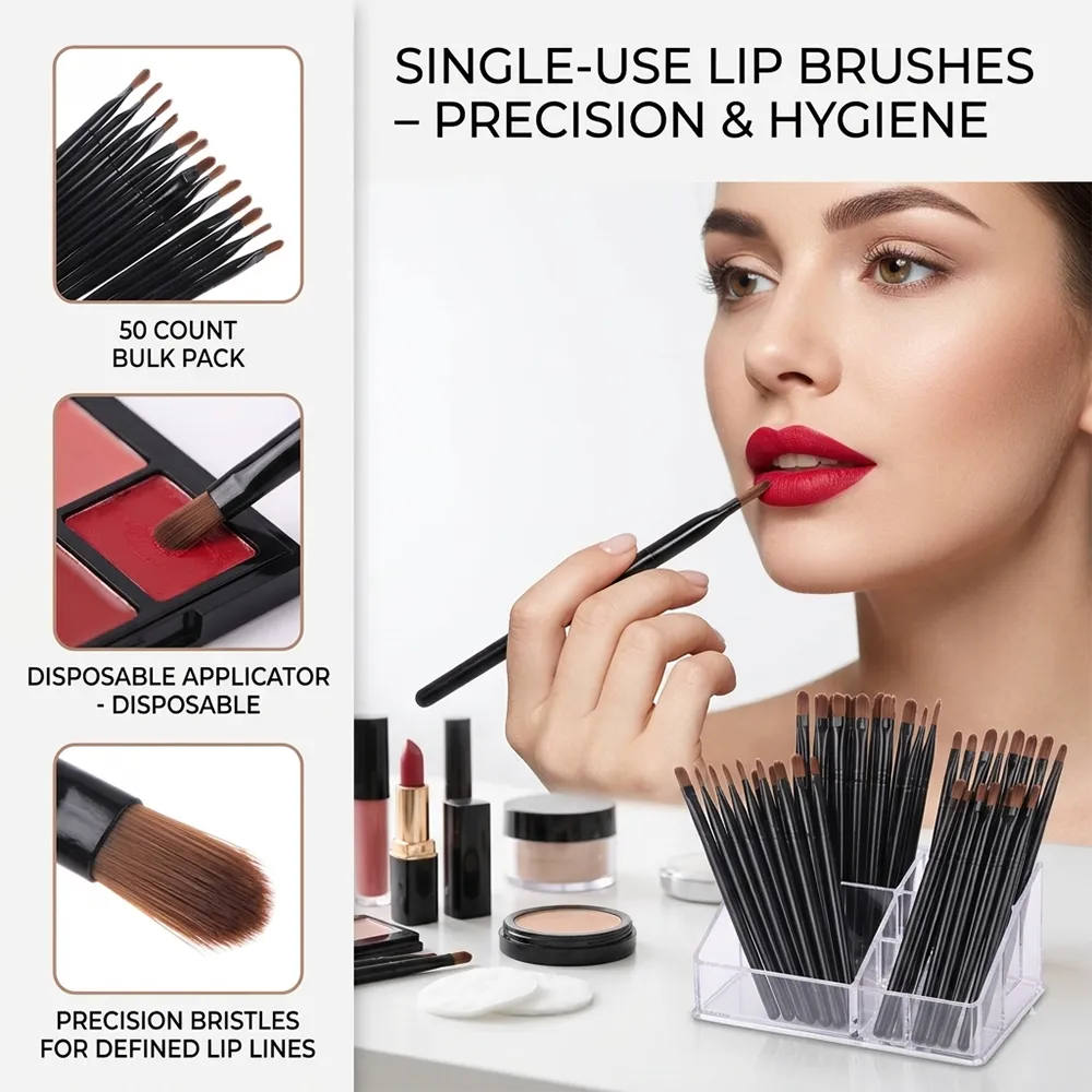 50/100 pezzi set di pennelli per labbra usa e getta rossetto gloss bacchette applicatore pennelli per trucco strumento cosmetico di bellezza professionale — image 2