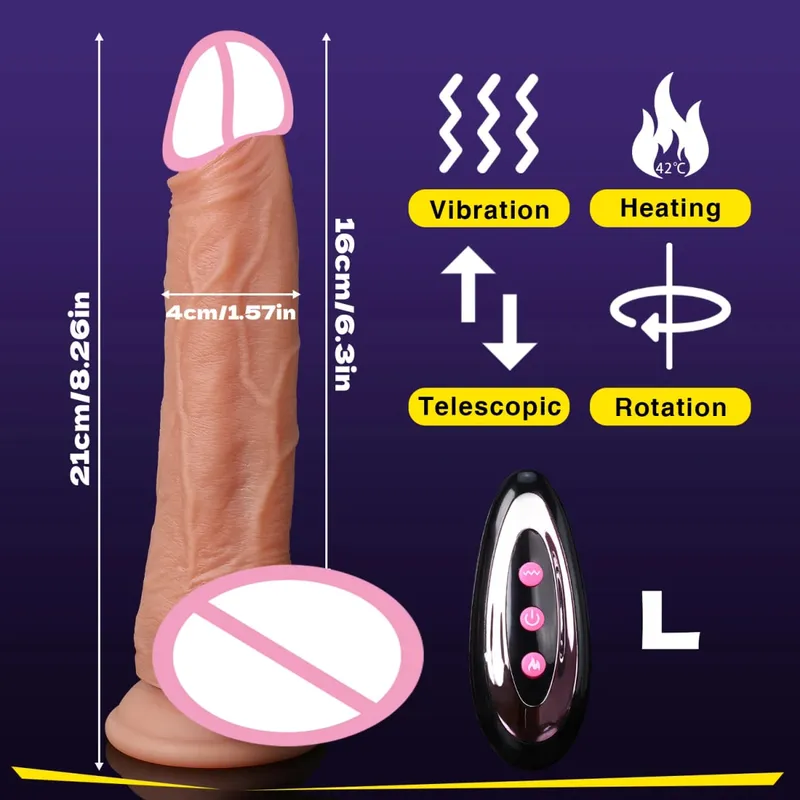 4 in 1 Stoßdildo-Vibrator, Fernbedienung, Heizung, Zunge lecken, Klitoris, G-Punkt, Schwanz, Sexspielzeug, Vagina, erwachsene Frau, Sex-Shop — image 13