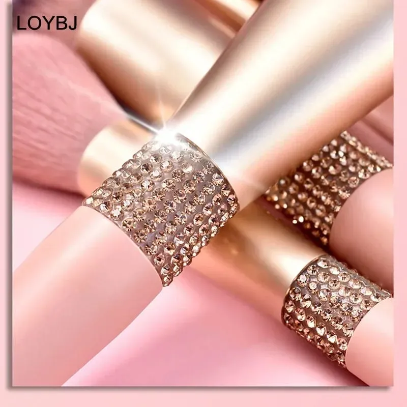 Juego de 10 Uds de brochas de maquillaje de diamantes, herramienta de mezcla de cosméticos, base en polvo, colorete, resaltado, sombra de ojos, cepillo para cejas y pestañas — image 5